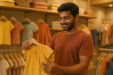 "Affordable, conscious and so beautifully made. The quality is far better than fast fashion brands. Totally worth every penny." – Arjun, Dehradun buy wear miho child clothing in nephew gernated a image of arjun buy stuff clothing his nephew.