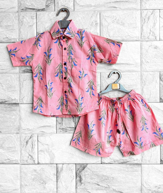 Calla Lilly Garden Hand Block Printed Shirt and Short Co-ord Set