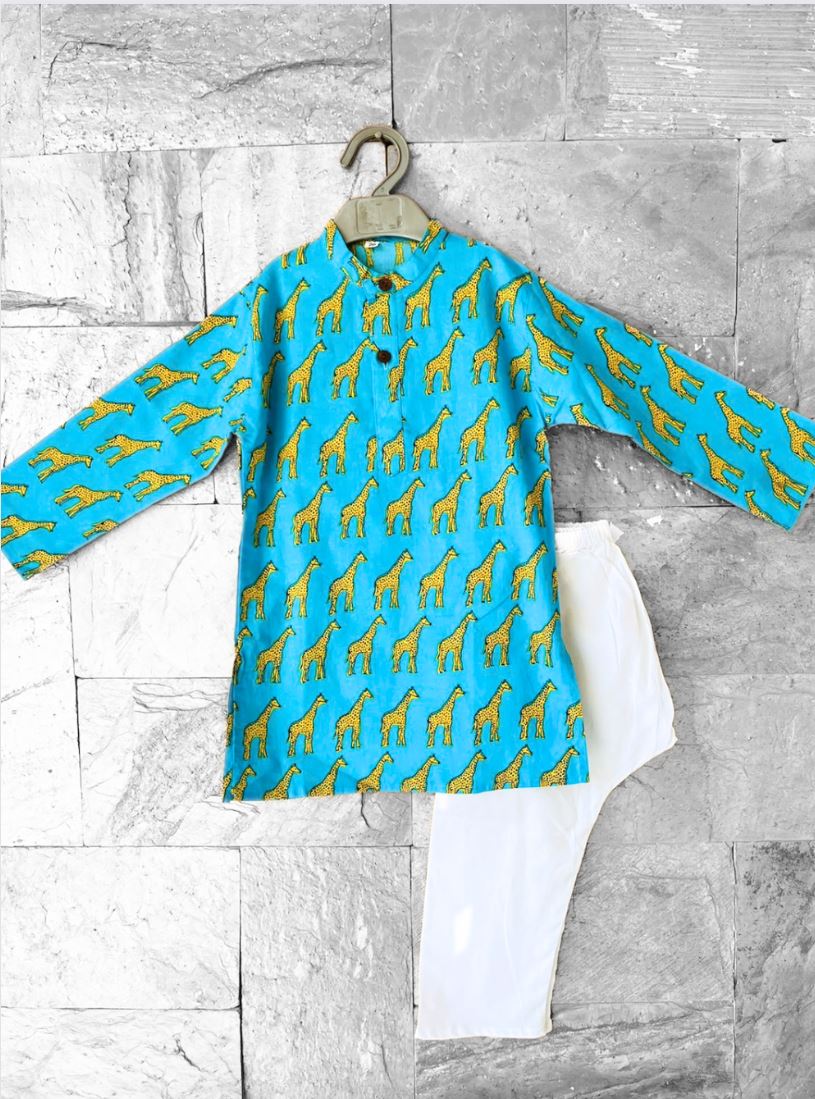 Giraffe Safari Cotton Kurta Pajama