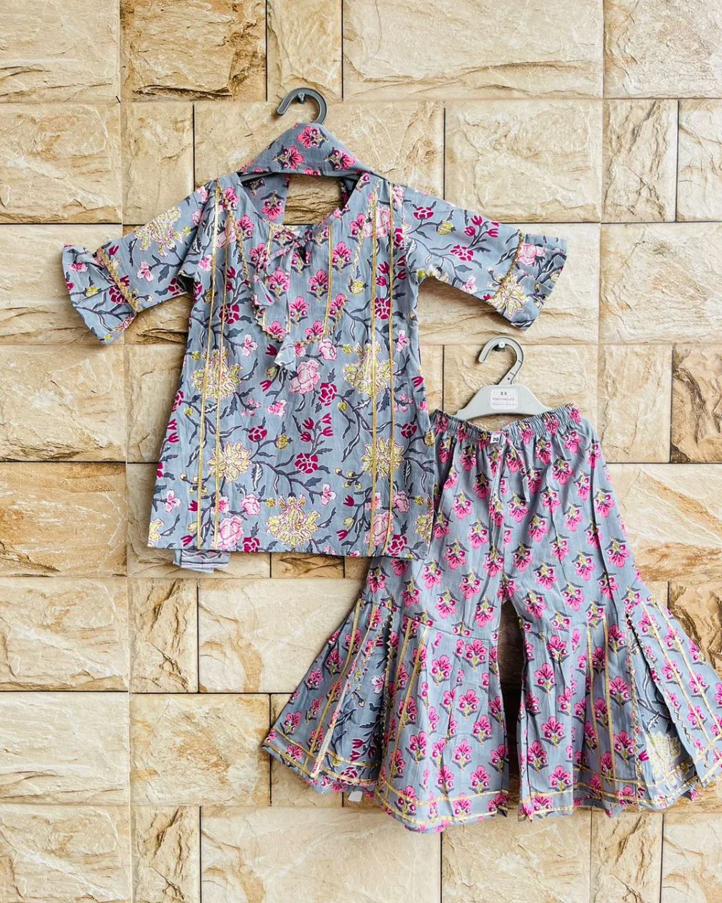 Japanese Bloom Kurta Sharara & Dupatta Set