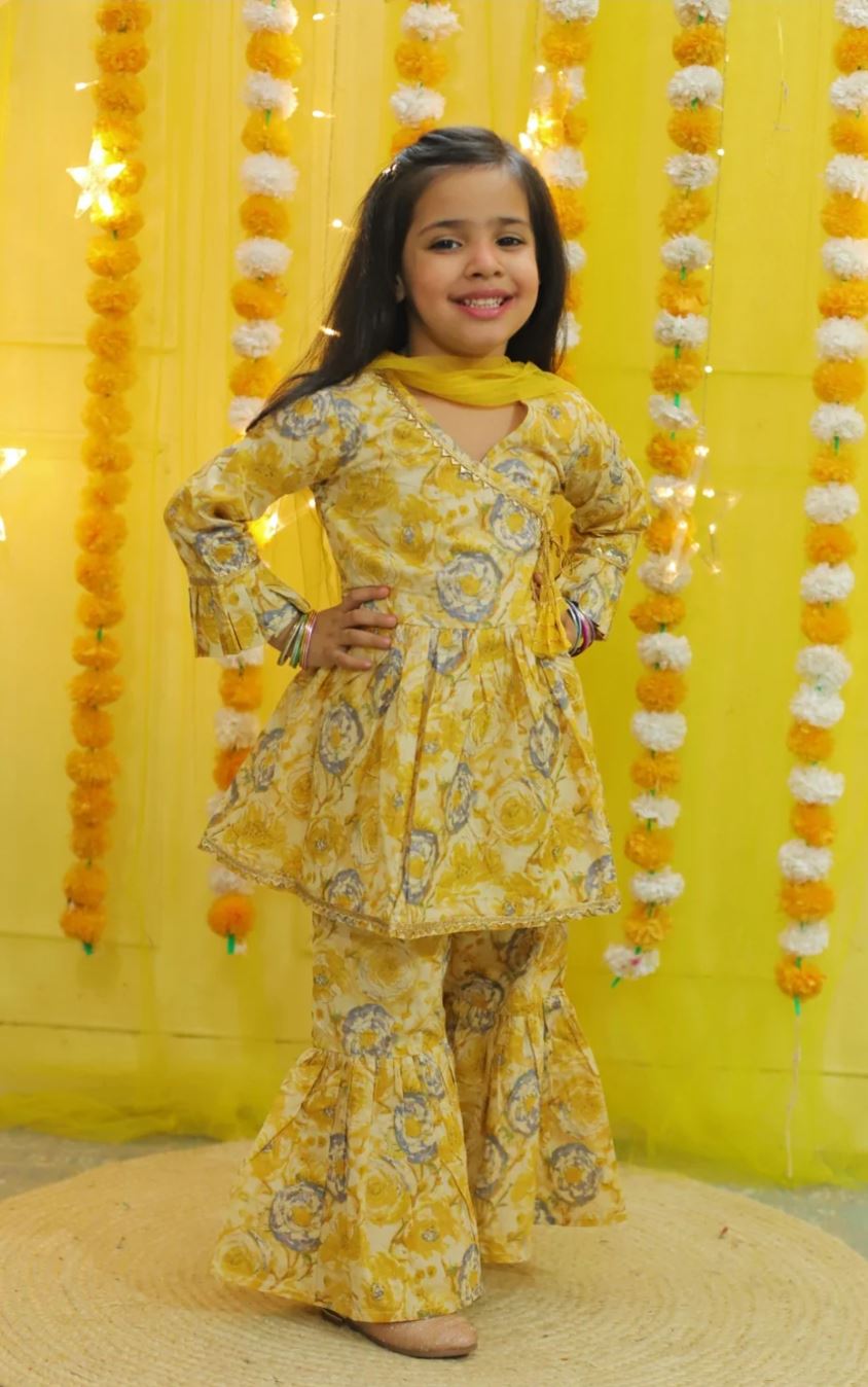 Sunlit Brushstroke Angrakha Sharara Set