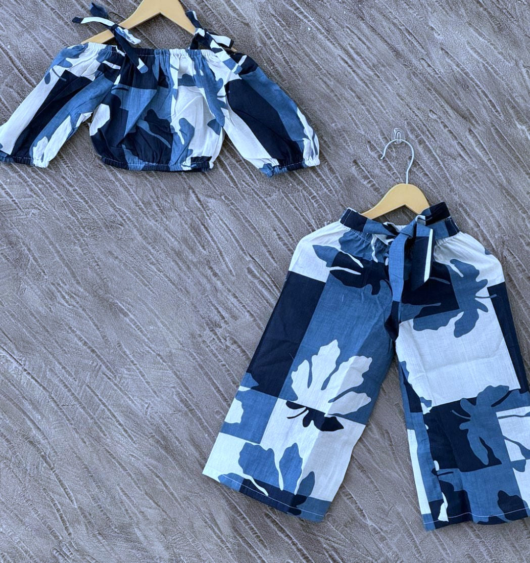 Blue Oasis Off-Shoulder Top & Pants Set