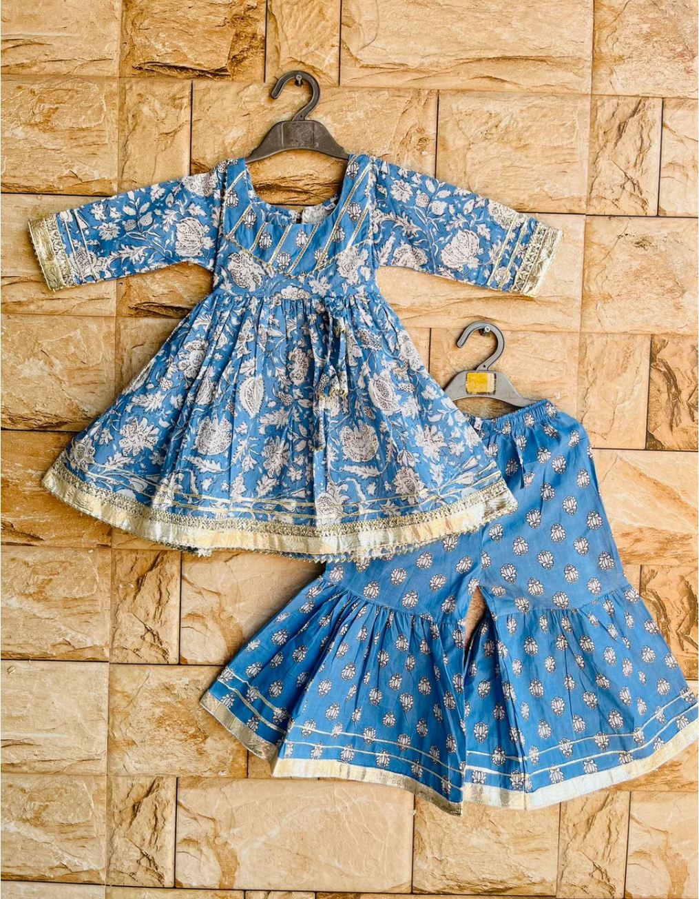 Blue Lagoon Kurta Sharara Set