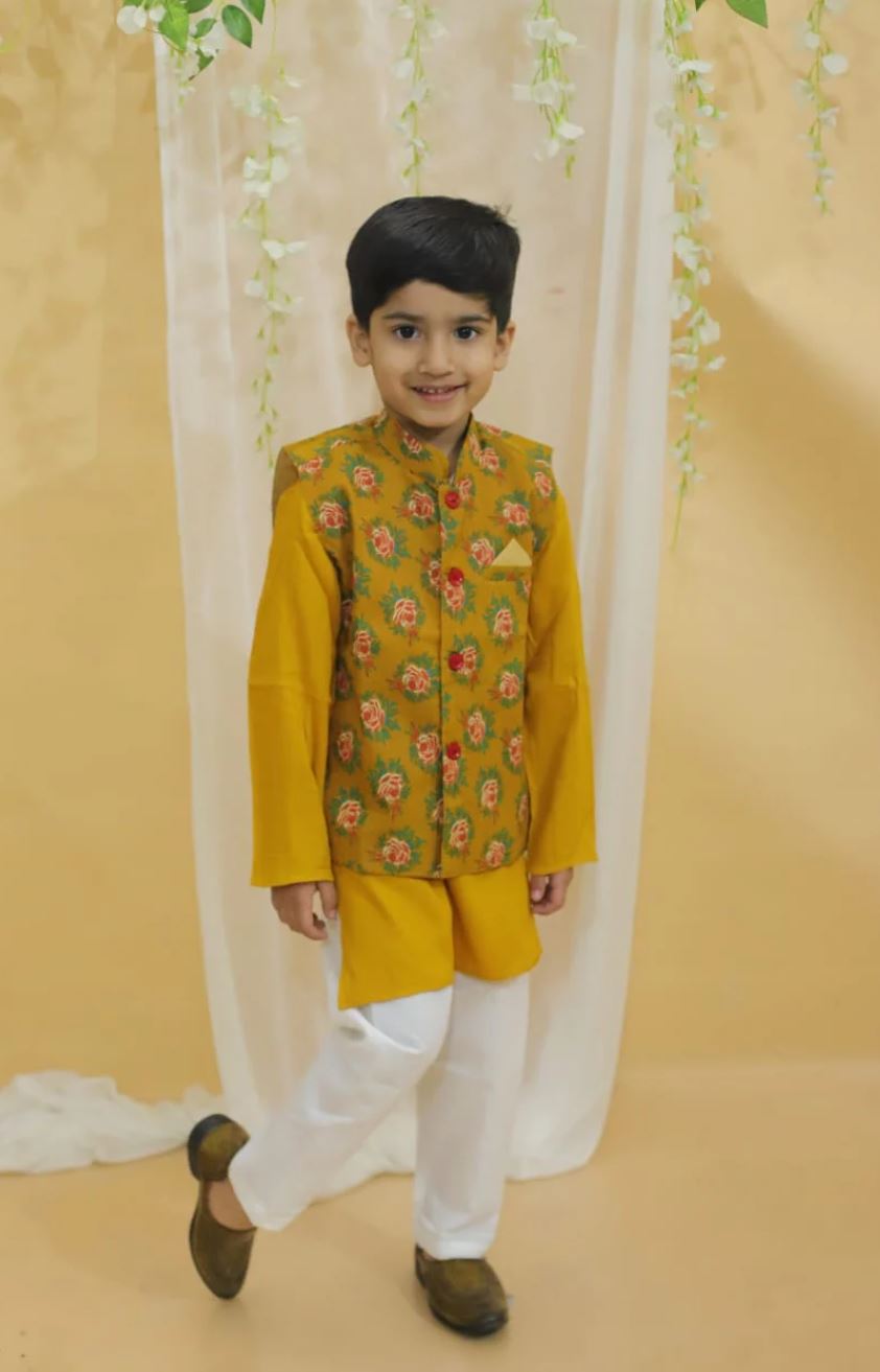 Golden Bloom Jacket Kurta Set