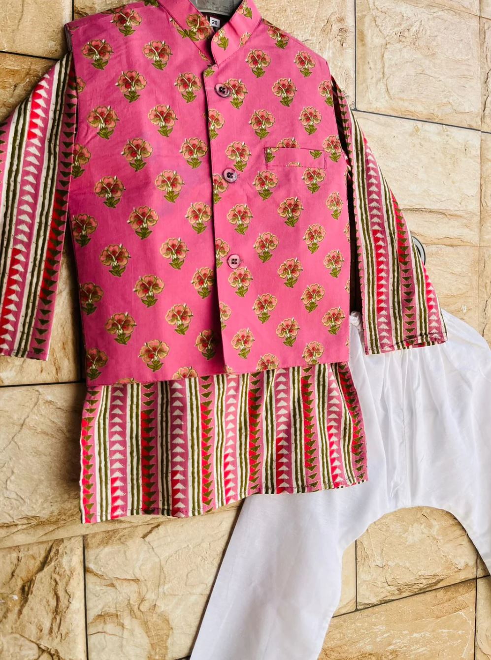 Blossom Blush Kurta Jacket & Pajama Set
